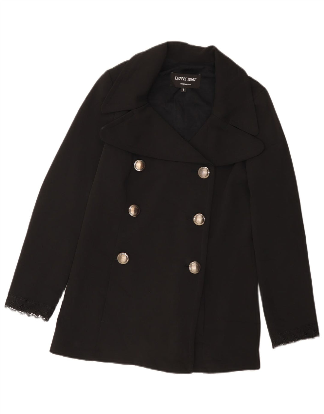 Cappotto da marinaio da donna Denny Rose UK 10 piccolo poliestere nero