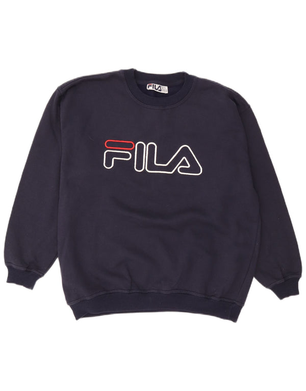 Felpa grafica da ragazzo Fila, maglione 12-13 anni, XL, cotone blu navy