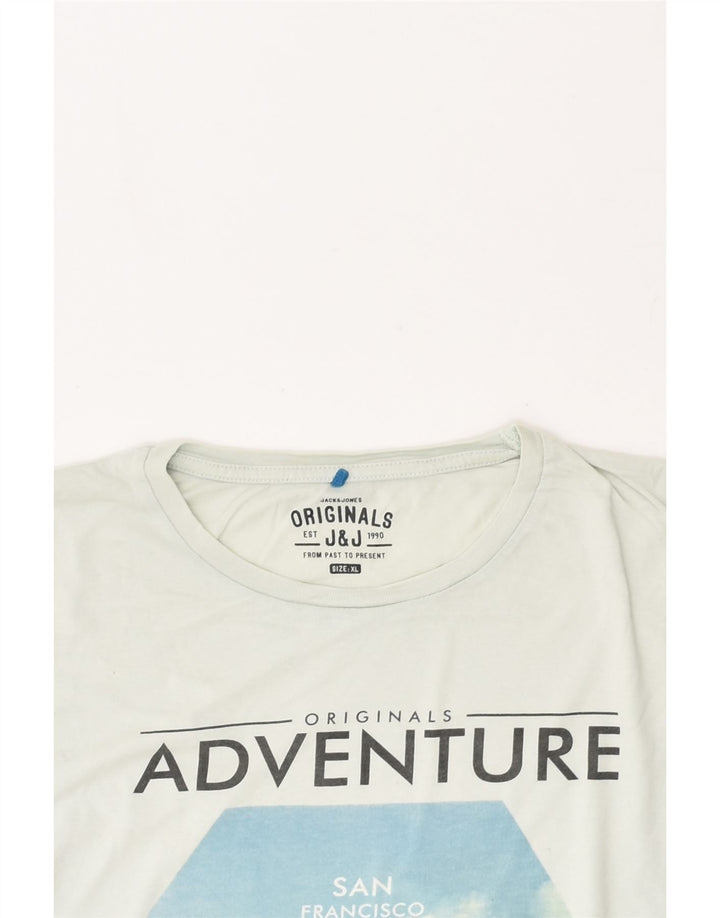 JACK & JONES Mens Slim Graphic T-Shirt Top XL Blue Cotton | Vintage Jack & Jones | Thrift | Second-Hand Jack & Jones | Used Clothing | Messina Hembry 