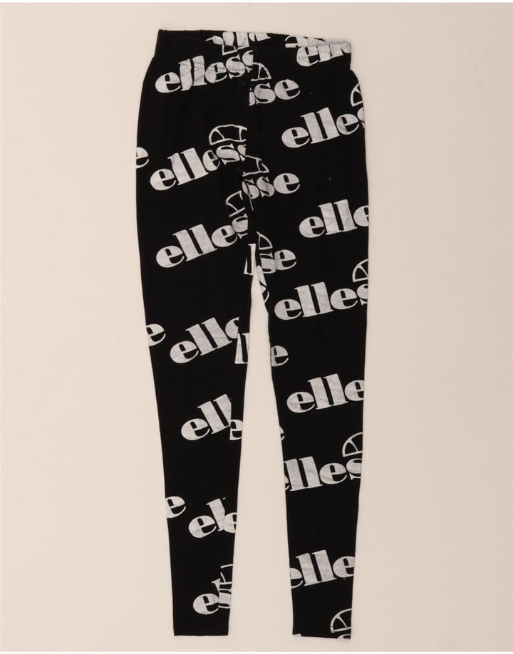 ELLESSE Womens Graphic Leggings UK 8 Small Black Cotton Vintage Ellesse and Second-Hand Ellesse from Messina Hembry 