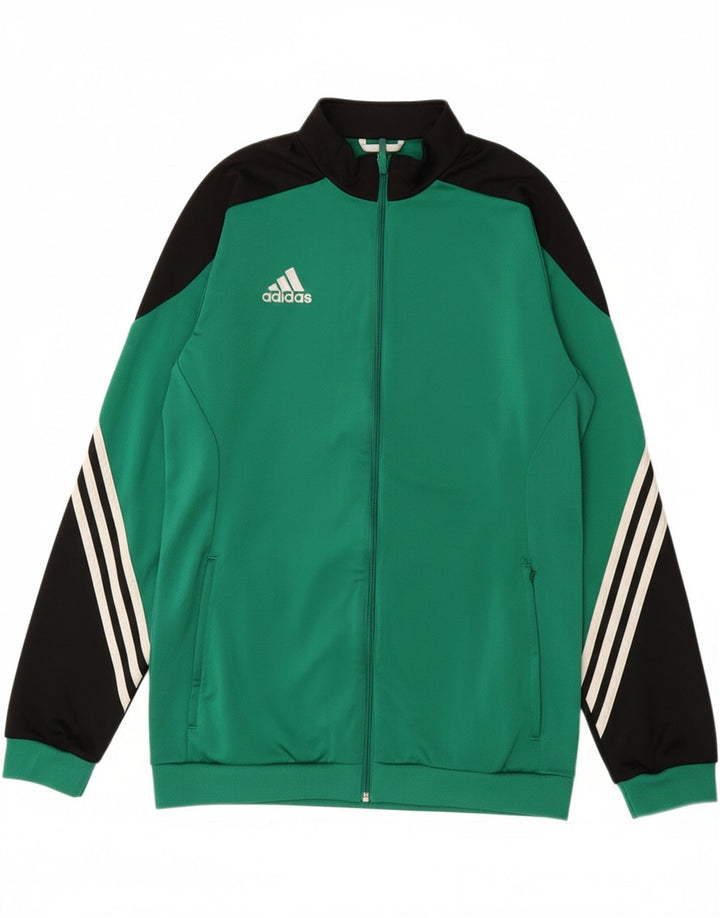 ADIDAS Mens Tracksuit Top Jacket Large Green Colourblock Polyester Vintage Adidas and Second-Hand Adidas from Messina Hembry 