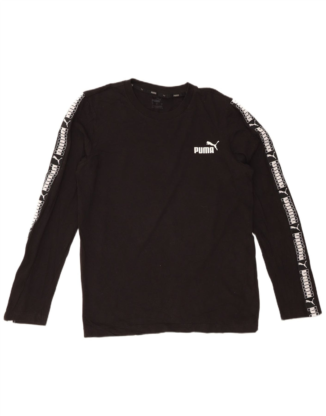 PUMA Top grafico da uomo a maniche lunghe piccolo in cotone nero