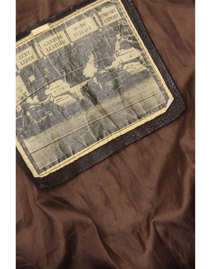 Giacca in pelle vintage da uomo UK 36 piccola marrone