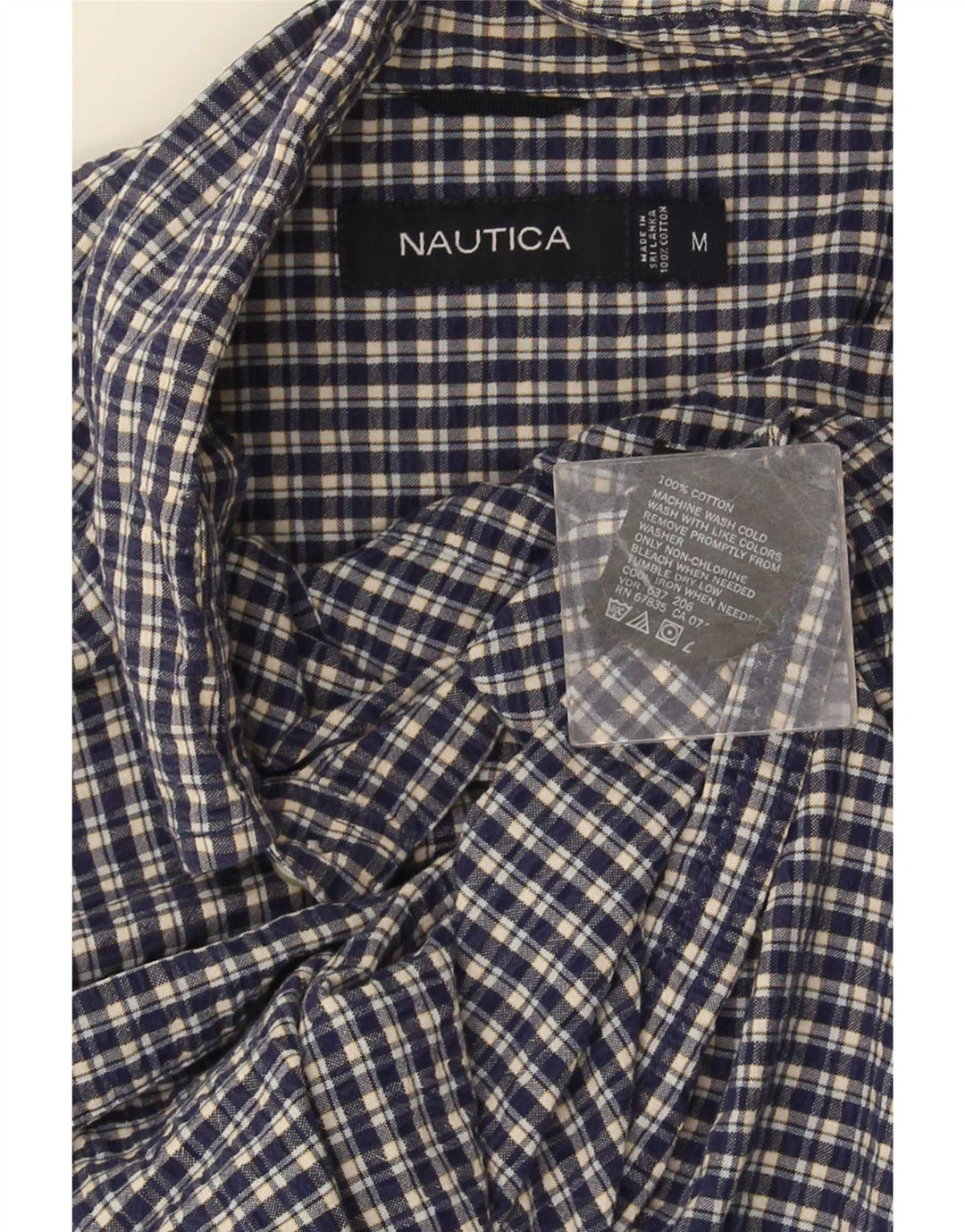 Camicia a maniche corte da uomo Nautica in cotone a quadretti blu navy medio