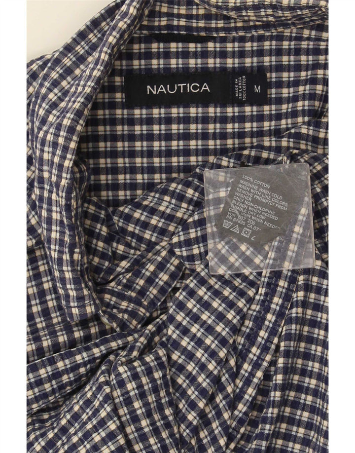 Camicia a maniche corte da uomo Nautica in cotone a quadretti blu navy medio
