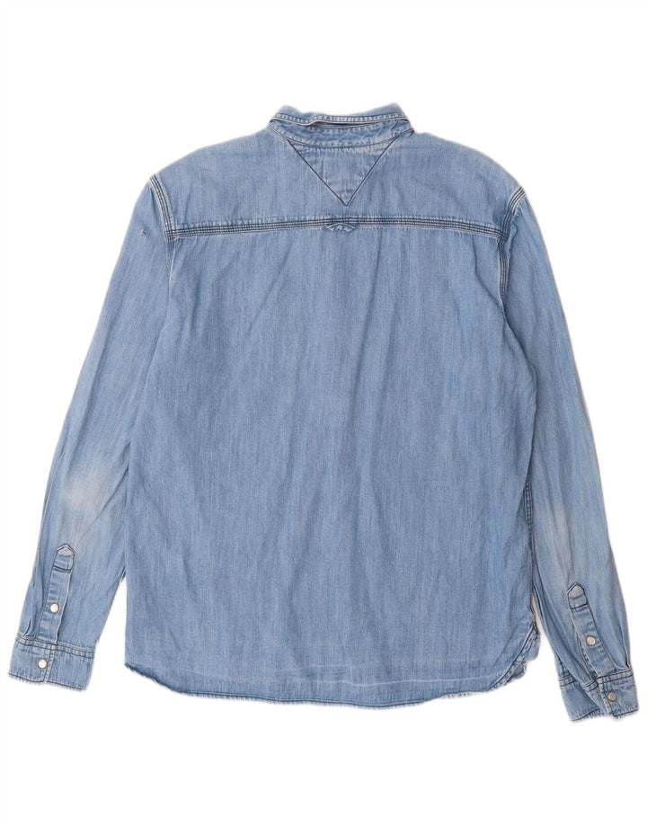 Camicia di jeans da uomo Tommy Hilfiger grande cotone blu