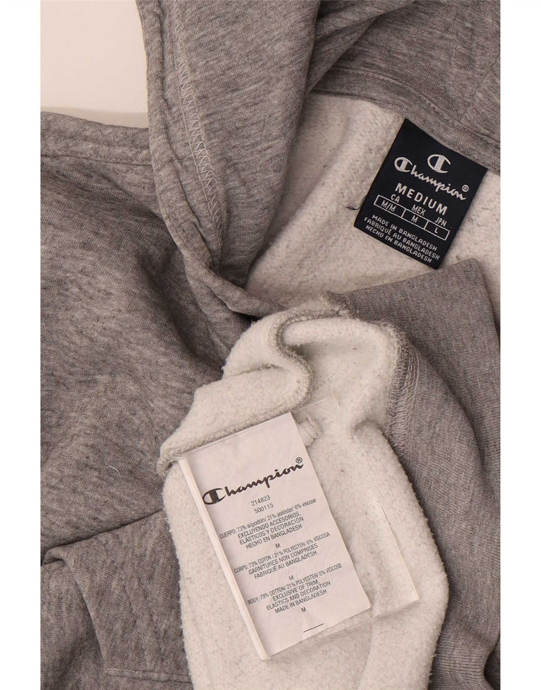 Maglione con cappuccio e zip da uomo Champion in cotone grigio medio