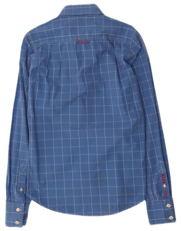 Camicia da uomo Superdry in cotone a quadri piccoli blu