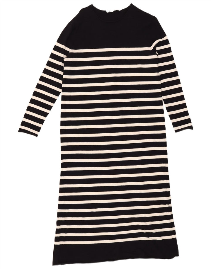 Vestito maxi a maniche lunghe da donna Zara UK 14 medio a righe nere