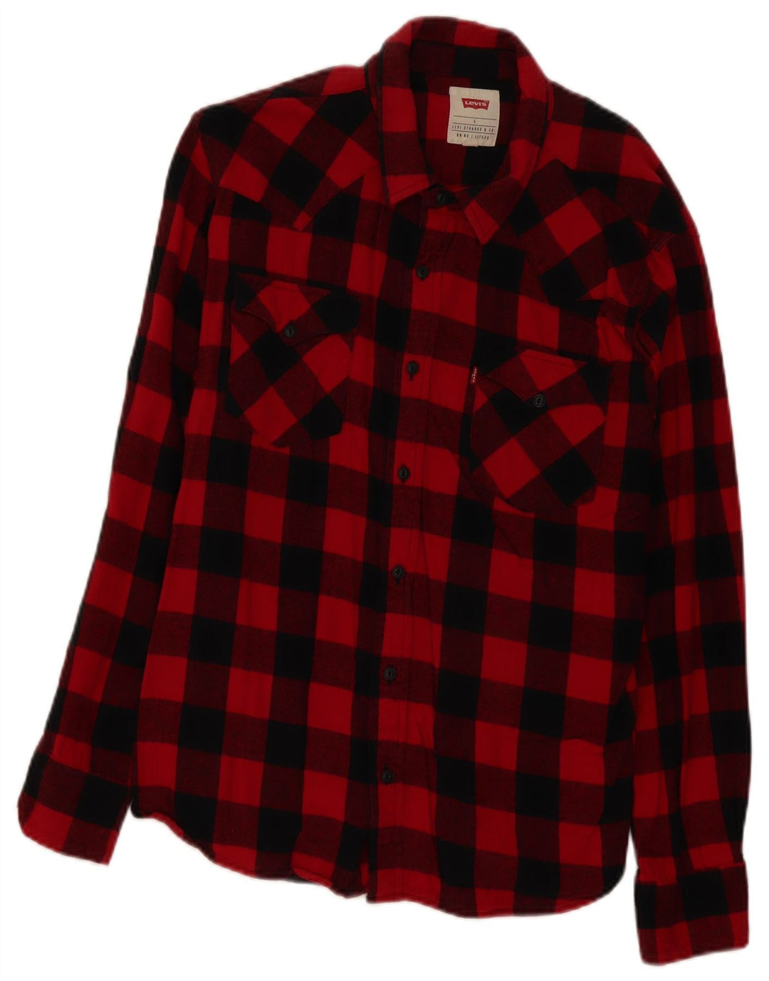 Levi's Camicia in flanella da uomo in cotone a quadri rossi grandi