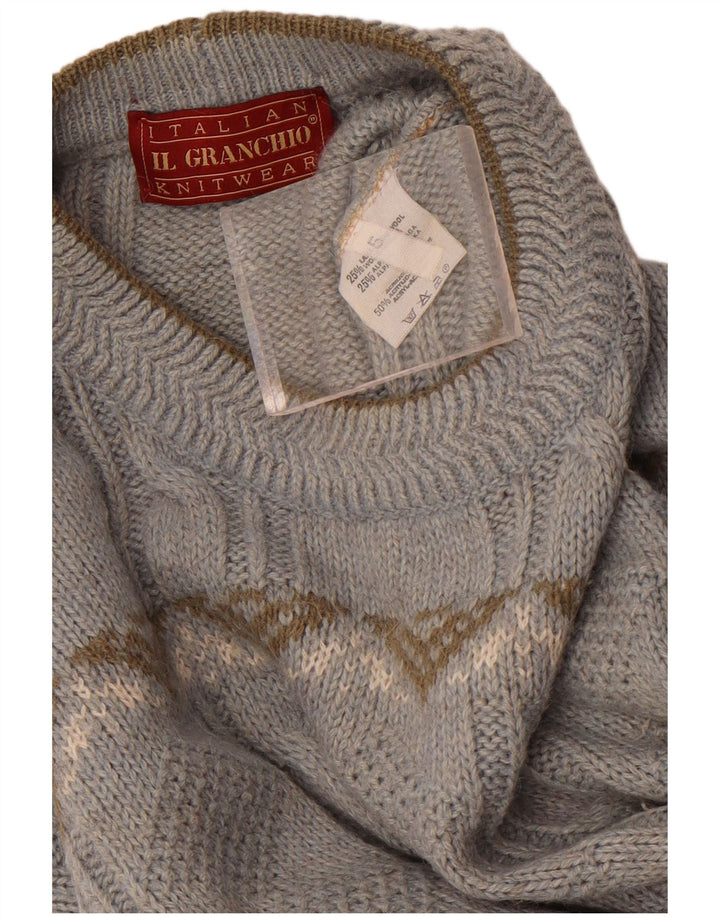 Il Granchio Maglione da uomo girocollo maglione grande lana Fair Isle blu