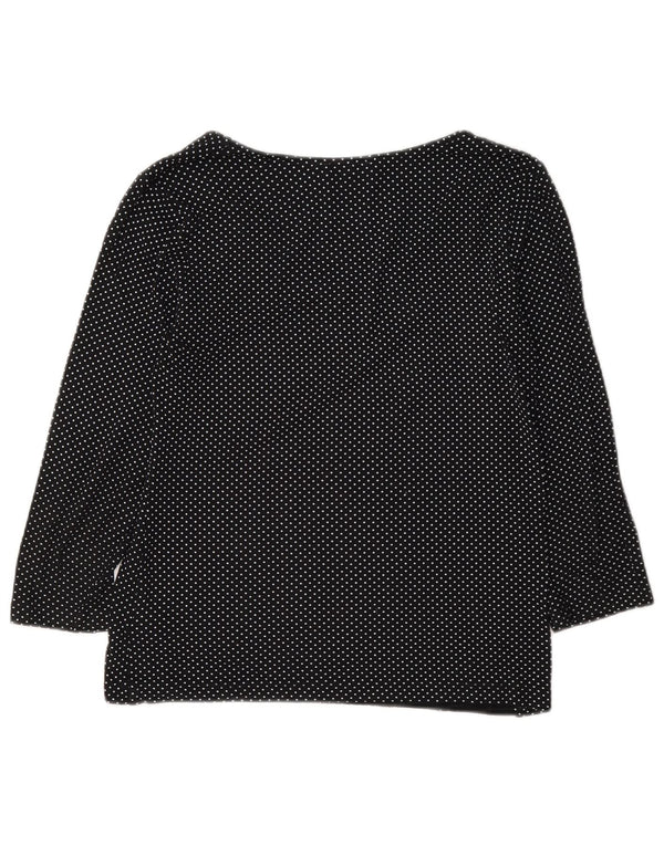 Top da donna Hobbs manica 3/4 UK 10 piccolo in viscosa maculata nera