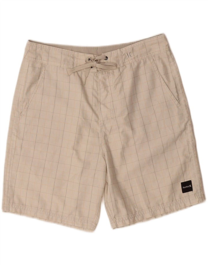 HURLEY Mens Swimming Shorts Medium  White Check Polyester Vintage Hurley and Second-Hand Hurley from Messina Hembry 