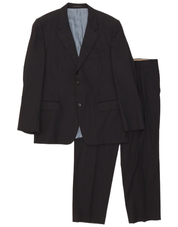 Hugo Boss Abito da Uomo a 2 Bottoni in 2 Pezzi EU 56 3XL W40 L30 Nero Gessato Lana