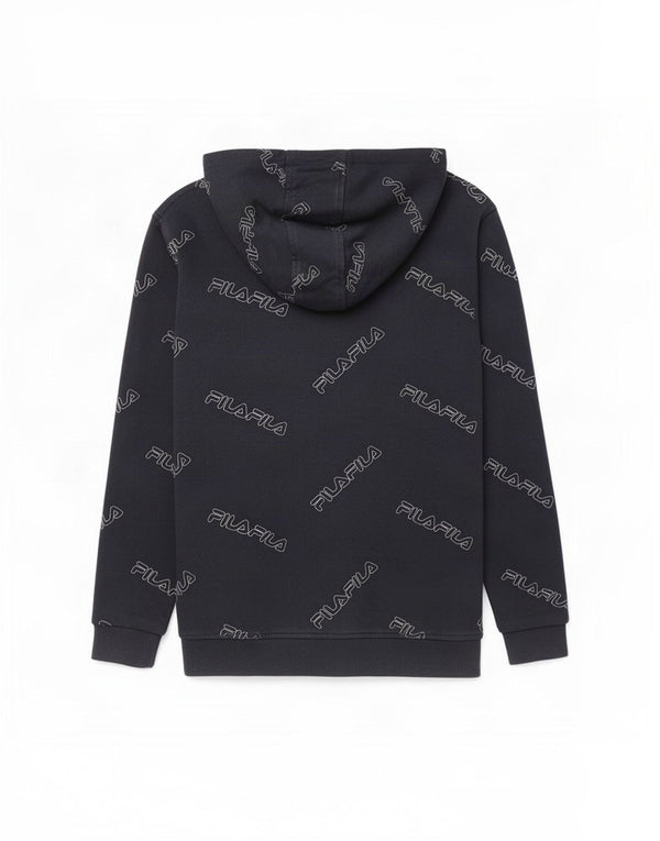 Felpa con cappuccio grafica da bambino Fila 11-12 anni in cotone blu navy