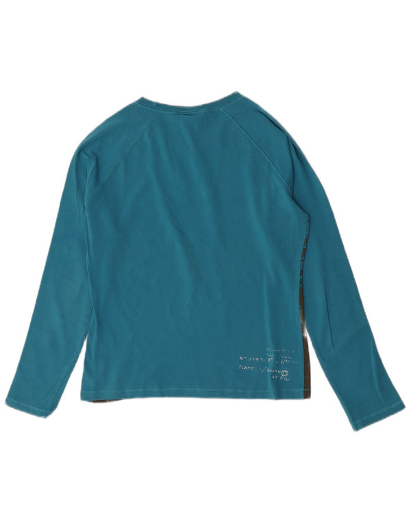 Murphy & Nye Top grafico da donna a maniche lunghe UK 12 Cotone blu medio