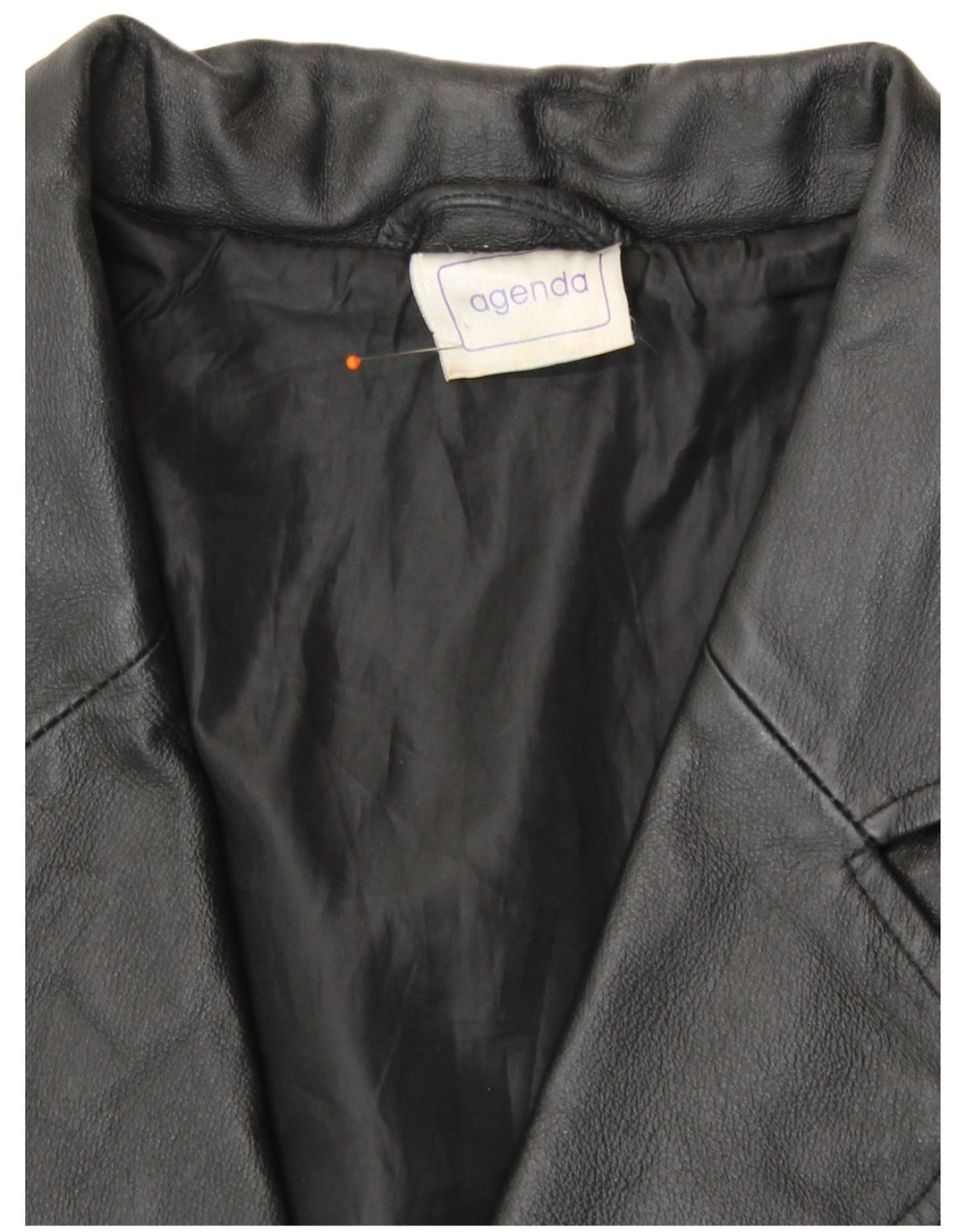 Giacca blazer in pelle da donna a 3 bottoni Agenda UK 24 4XL Pelle nera