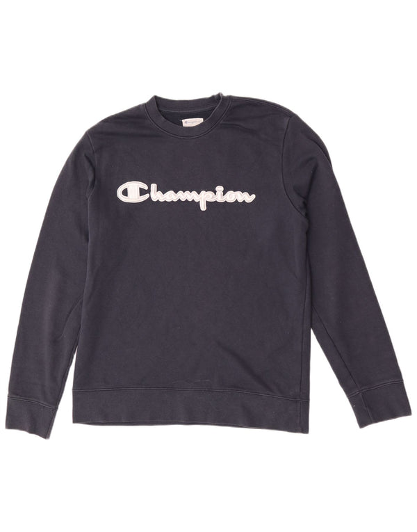 Felpa grafica da uomo Champion Felpa media in cotone blu navy