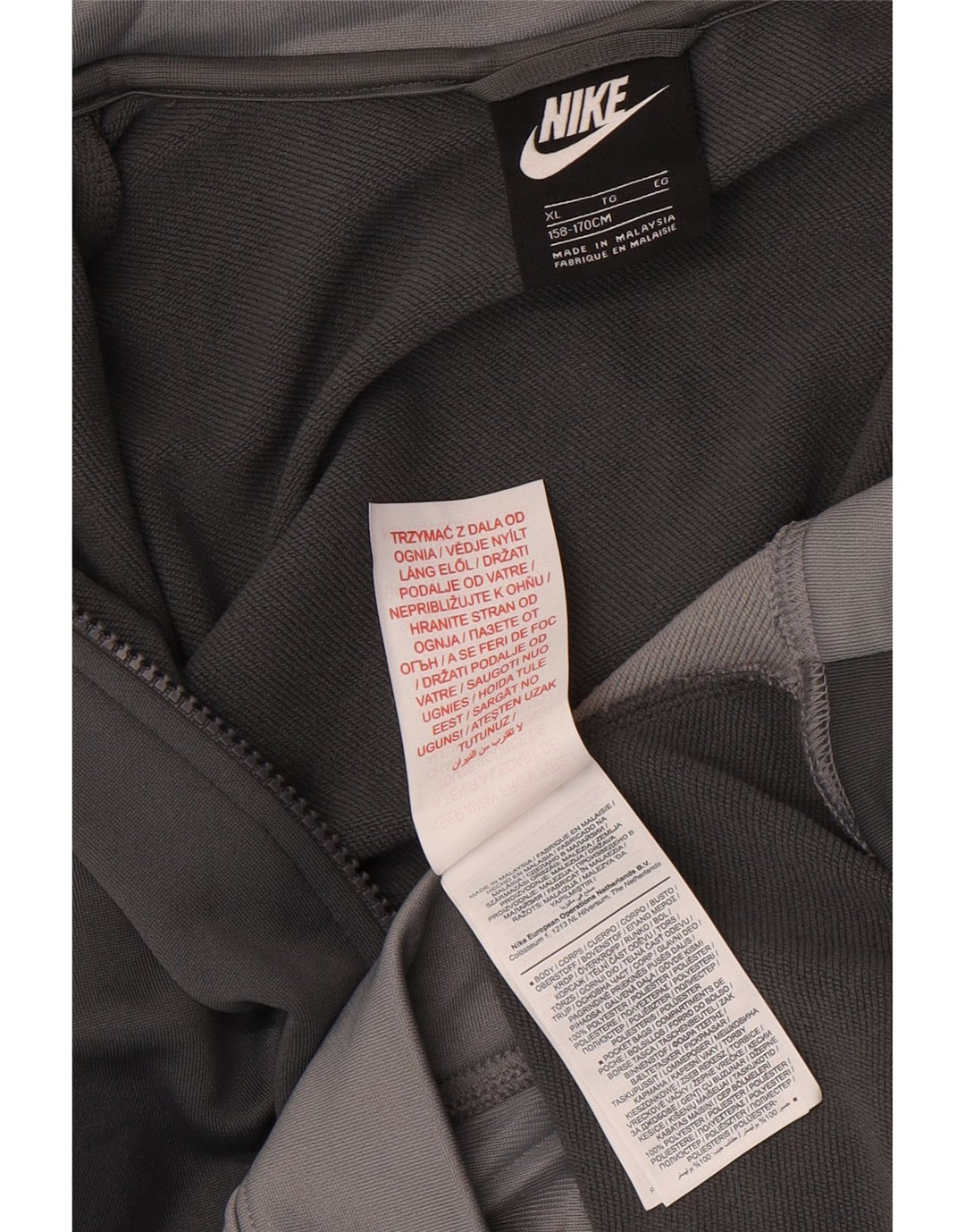 Giacca superiore della tuta da ragazzo Nike 13-14 anni XL Poliestere color block grigio