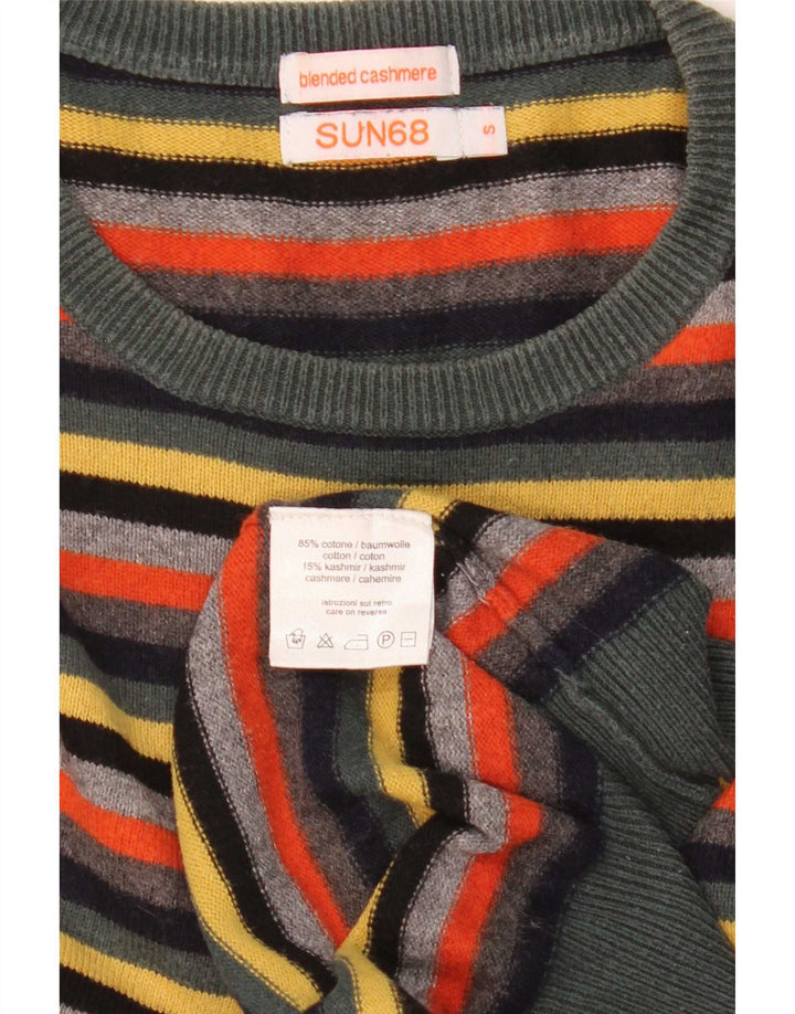 Maglione maglione girocollo da uomo Sun68 piccolo cotone a righe multicolore