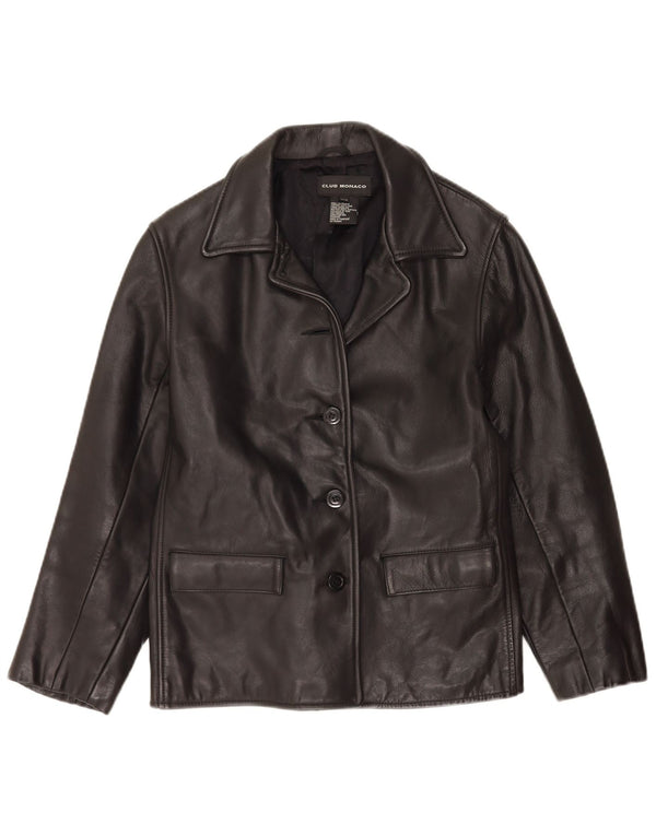 Giacca in pelle da donna Club Monaco UK 14 Pelle nera media
