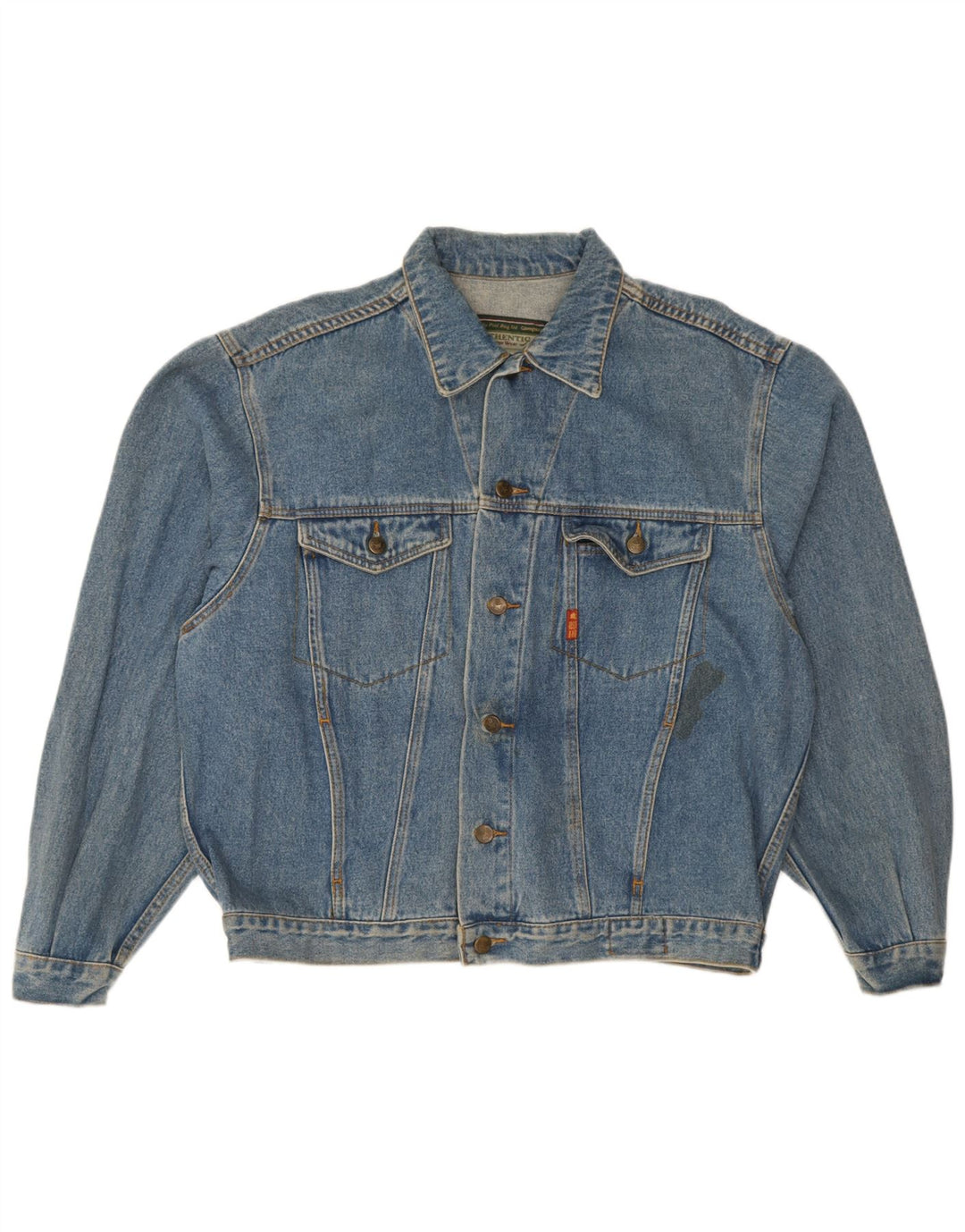 Giacca di jeans vintage da uomo IT 52/54 Large in cotone blu