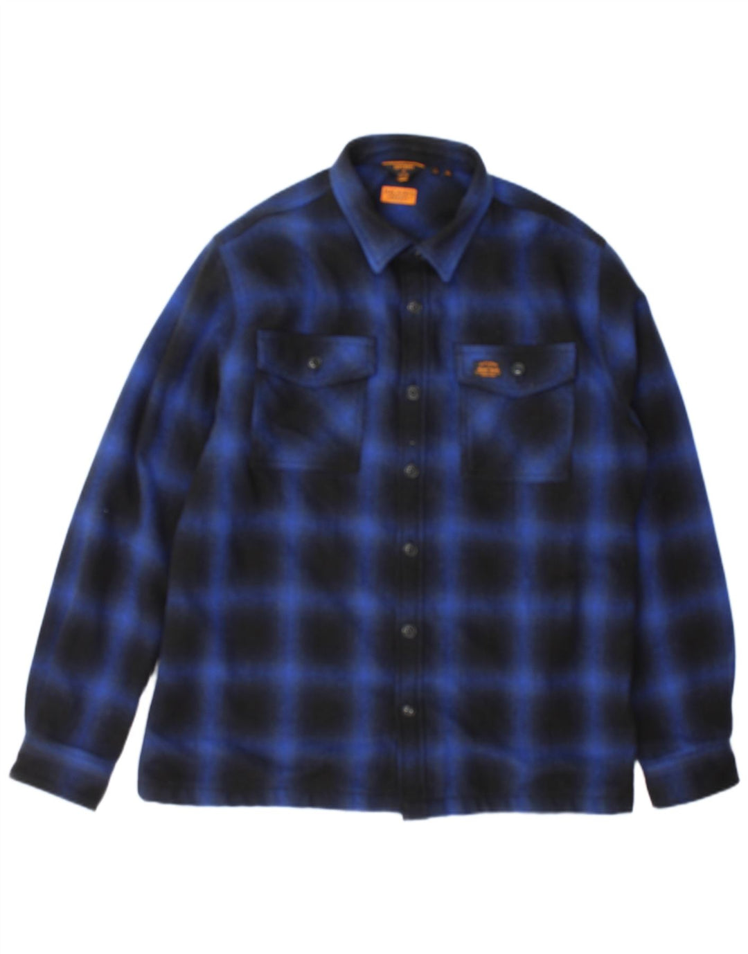 Camicia da uomo in flanella da boscaiolo Superdry XL in poliestere a quadri blu navy