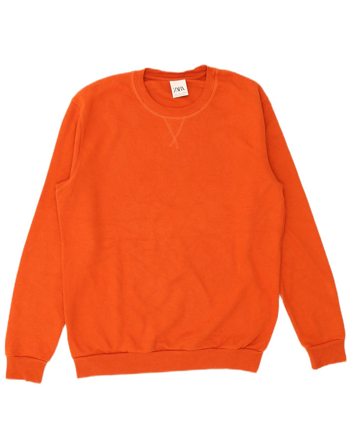 Zara Uomo Felpa Maglione Grande Cotone Arancione