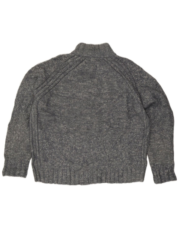 Maglione da uomo Marks & Spencer con collo con zip blu Harbour XL grigio chiazzato