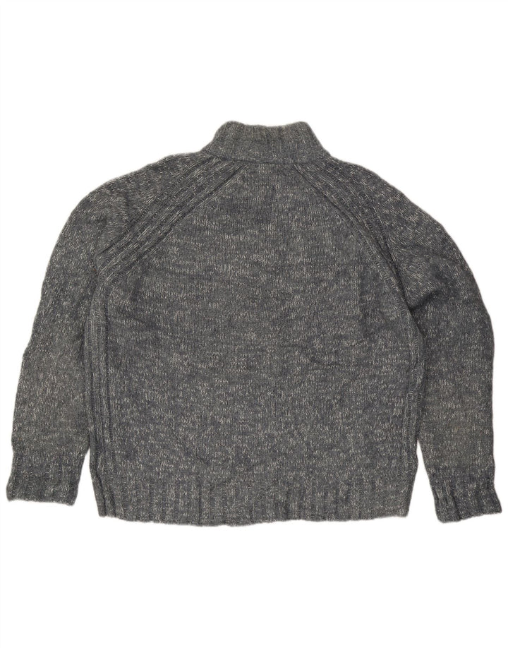 Maglione da uomo Marks & Spencer con collo con zip blu Harbour XL grigio chiazzato