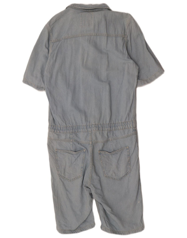 Tutina corta in denim a maniche corte da donna Zara UK 14 grande cotone blu