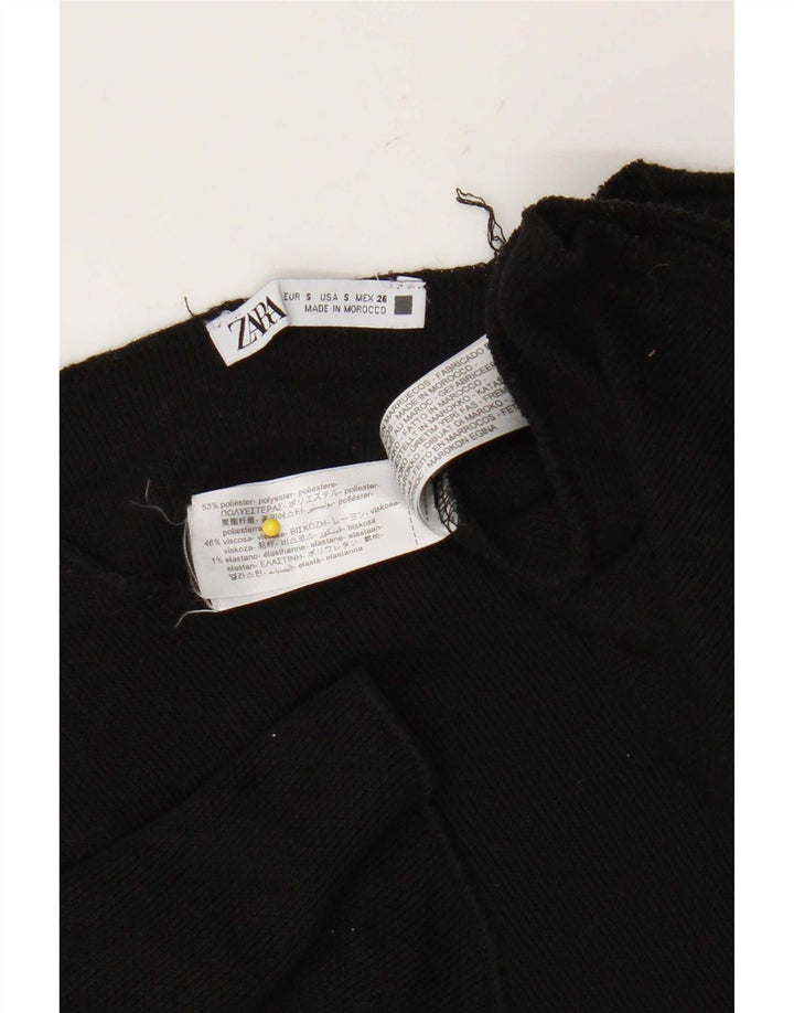 T-shirt corta oversize da donna Zara UK 10 piccola in poliestere nero