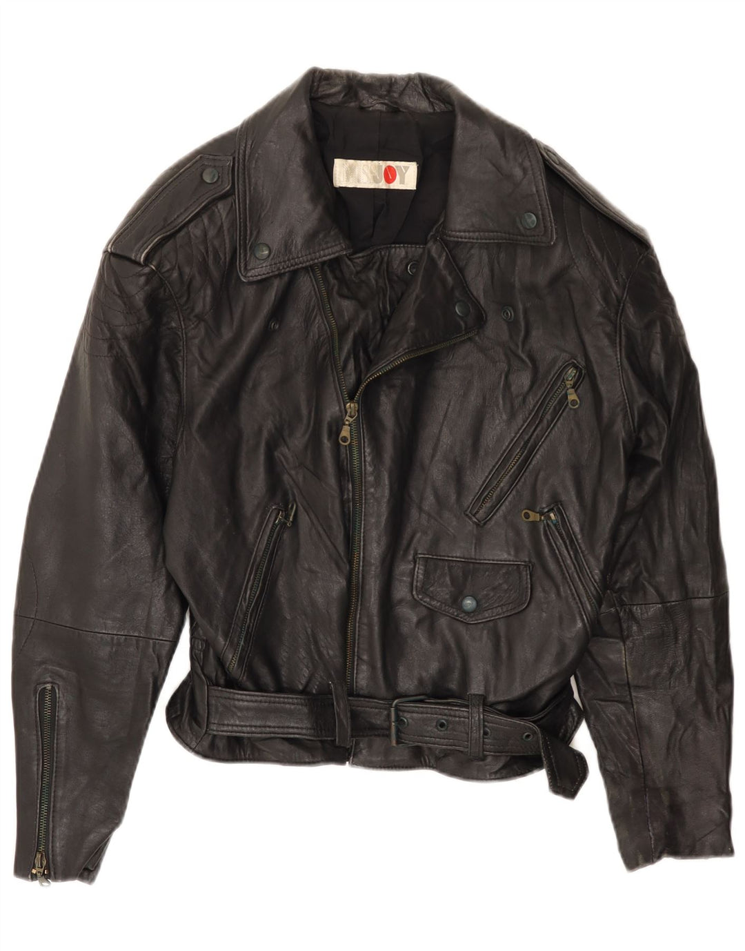 MISS JOY Giacca da motociclista in pelle da donna IT 42 Media in pelle nera