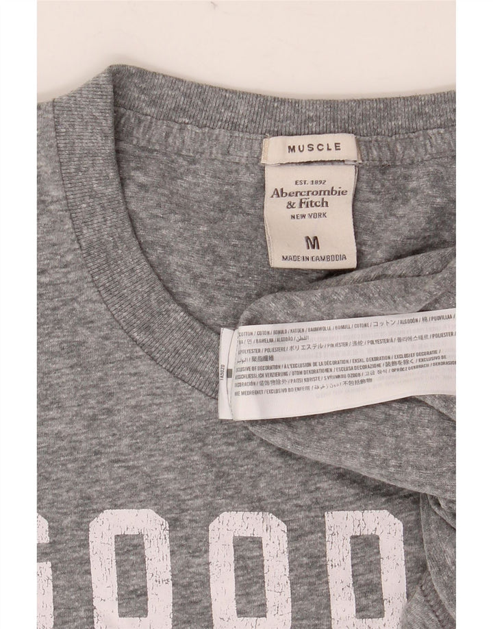 T-shirt con grafica muscolare da uomo Abercrombie & Fitch in cotone grigio medio