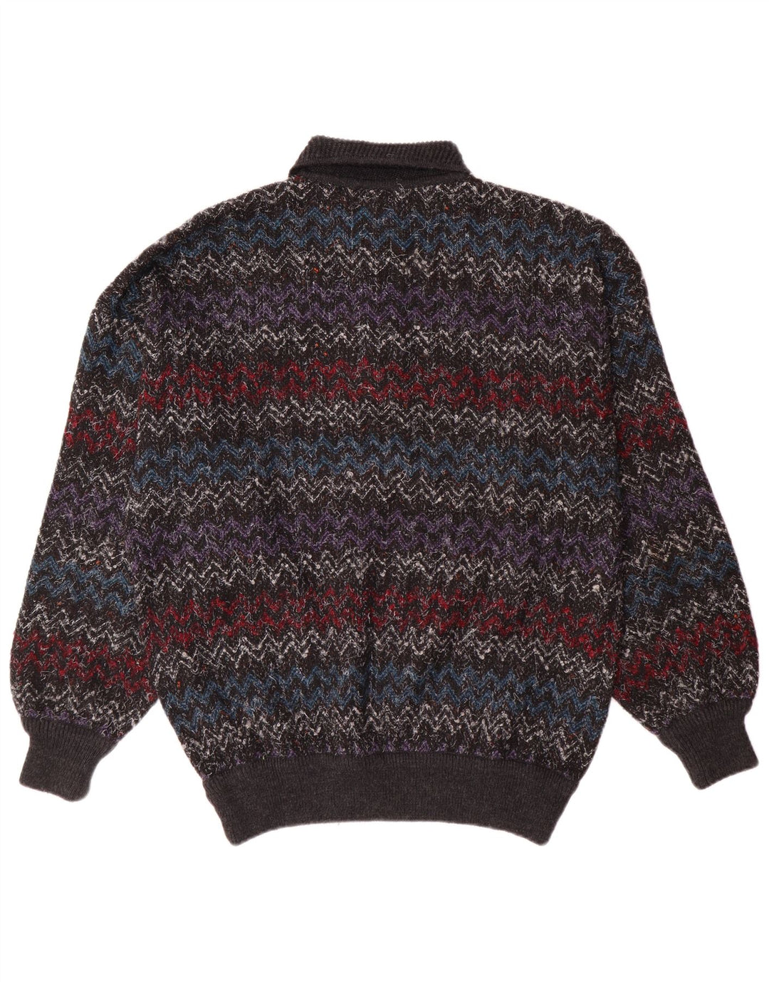 Maglione vintage da uomo con collo alto IT 52 Grande Chevron multicolore