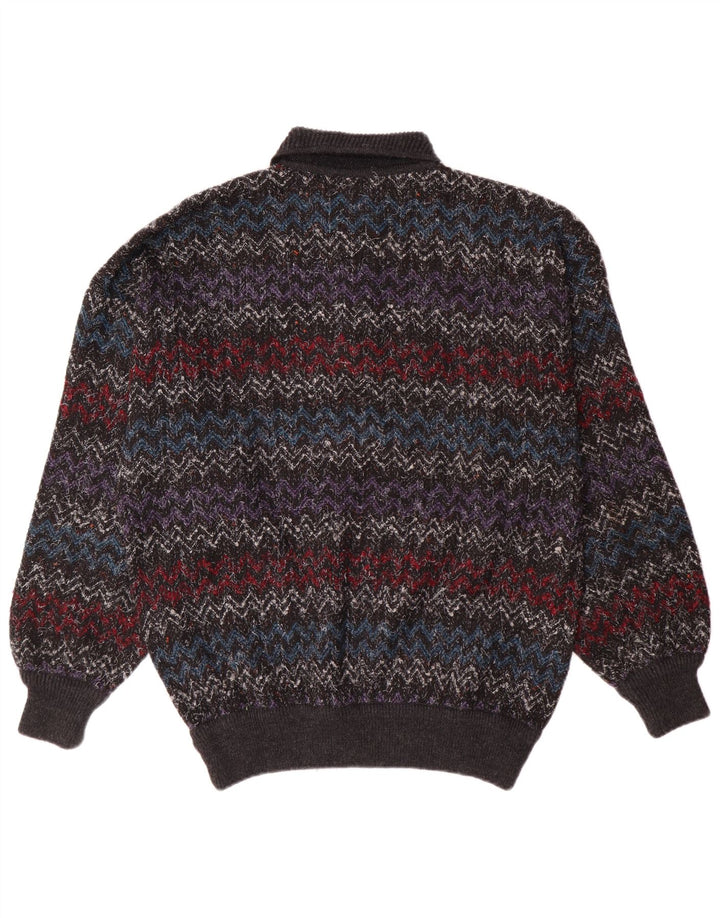 Maglione vintage da uomo con collo alto IT 52 Grande Chevron multicolore
