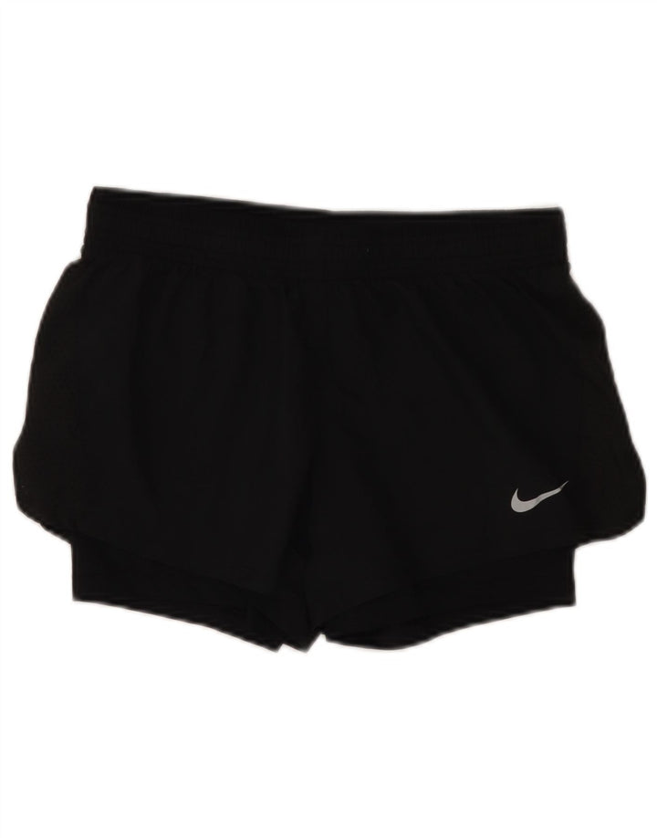 Pantaloncini sportivi NIKE Dri Fit da donna UK 10 piccoli poliestere nero