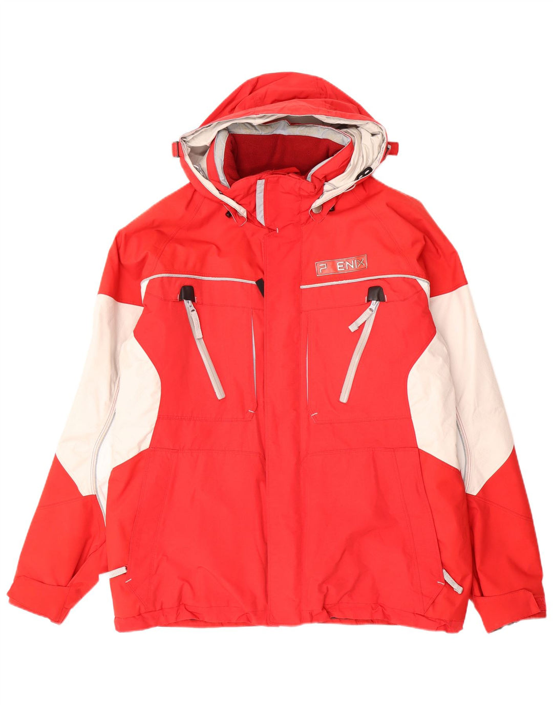 Giacca da sci con cappuccio da uomo Phenix UK 40 Large in nylon color block rosso