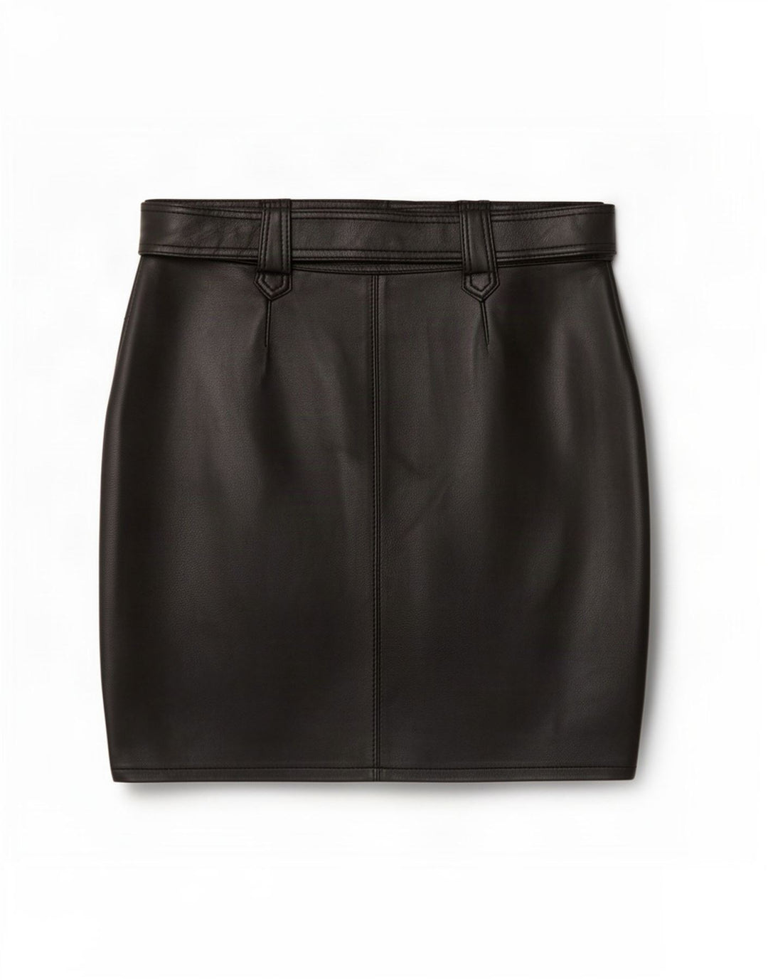 Mini gonna in pelle vintage da donna grande W34 nera