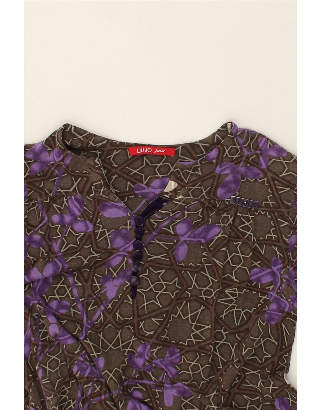 LIU JO Girls Long Sleeve Blouse Top 9-10 Years Grey Floral Modal | Vintage Liu Jo | Thrift | Second-Hand Liu Jo | Used Clothing | Messina Hembry 