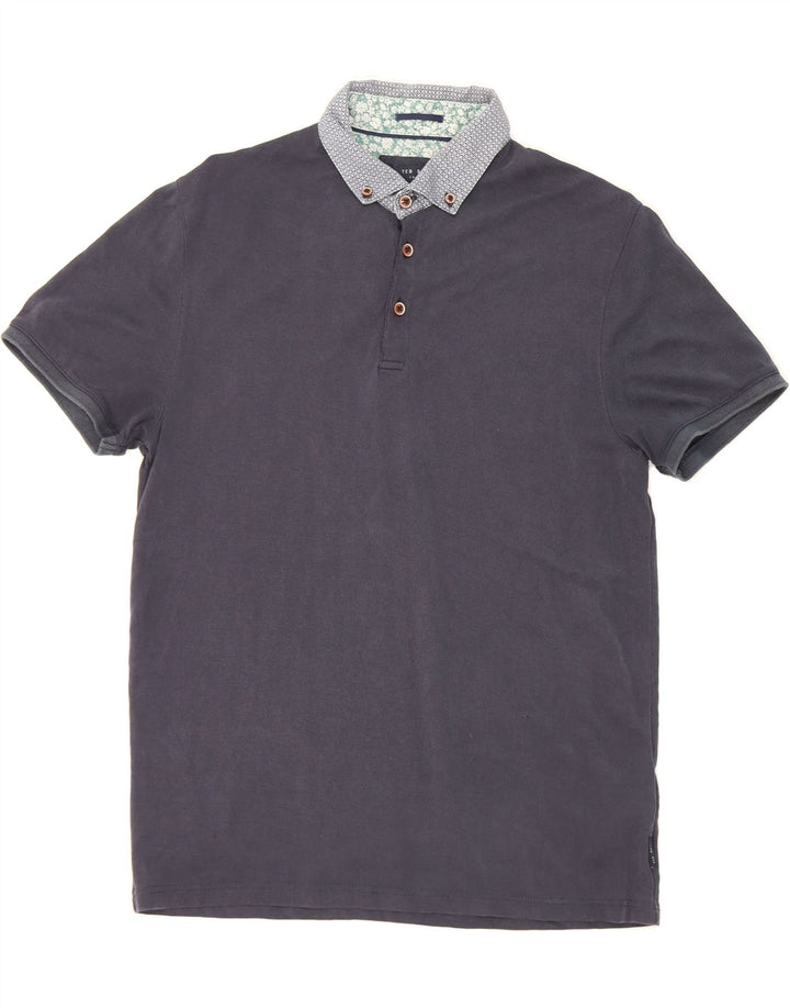 TED BAKER Mens Polo Shirt Size 3 Medium Navy Blue Modal Vintage Ted Baker and Second-Hand Ted Baker from Messina Hembry 