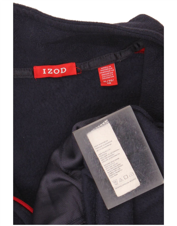 Maglione in pile da uomo con zip e collo IZOD XL in poliestere color block blu navy