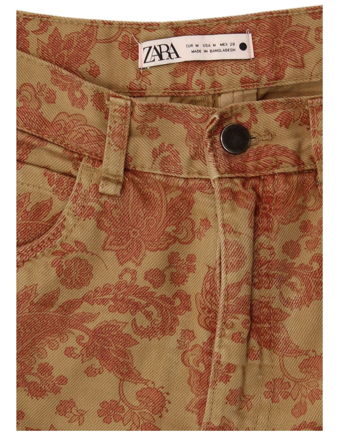 Pantaloni casual larghi da donna Zara medi W28 L30 marrone Paisley