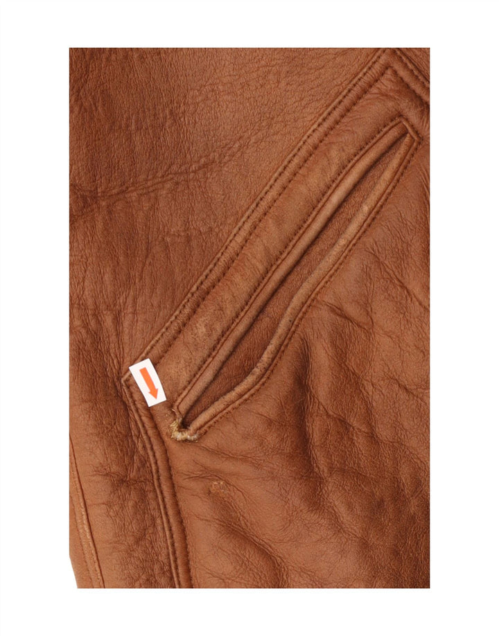 Giubbotto vintage in shearling da uomo UK 38 Classico in pelle marrone medio