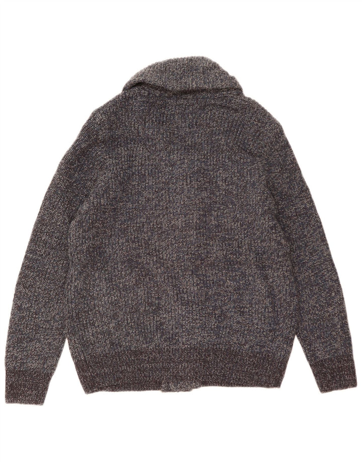 Maglione cardigan da uomo Marks & Spencer in lana screziata blu medio