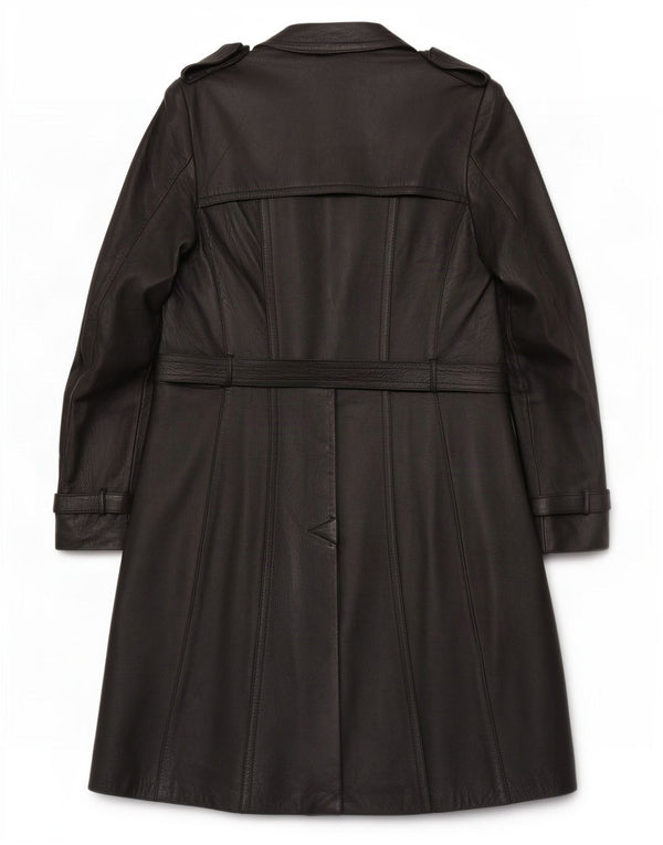 Trench da uomo vintage in pelle IT 46 piccolo nero