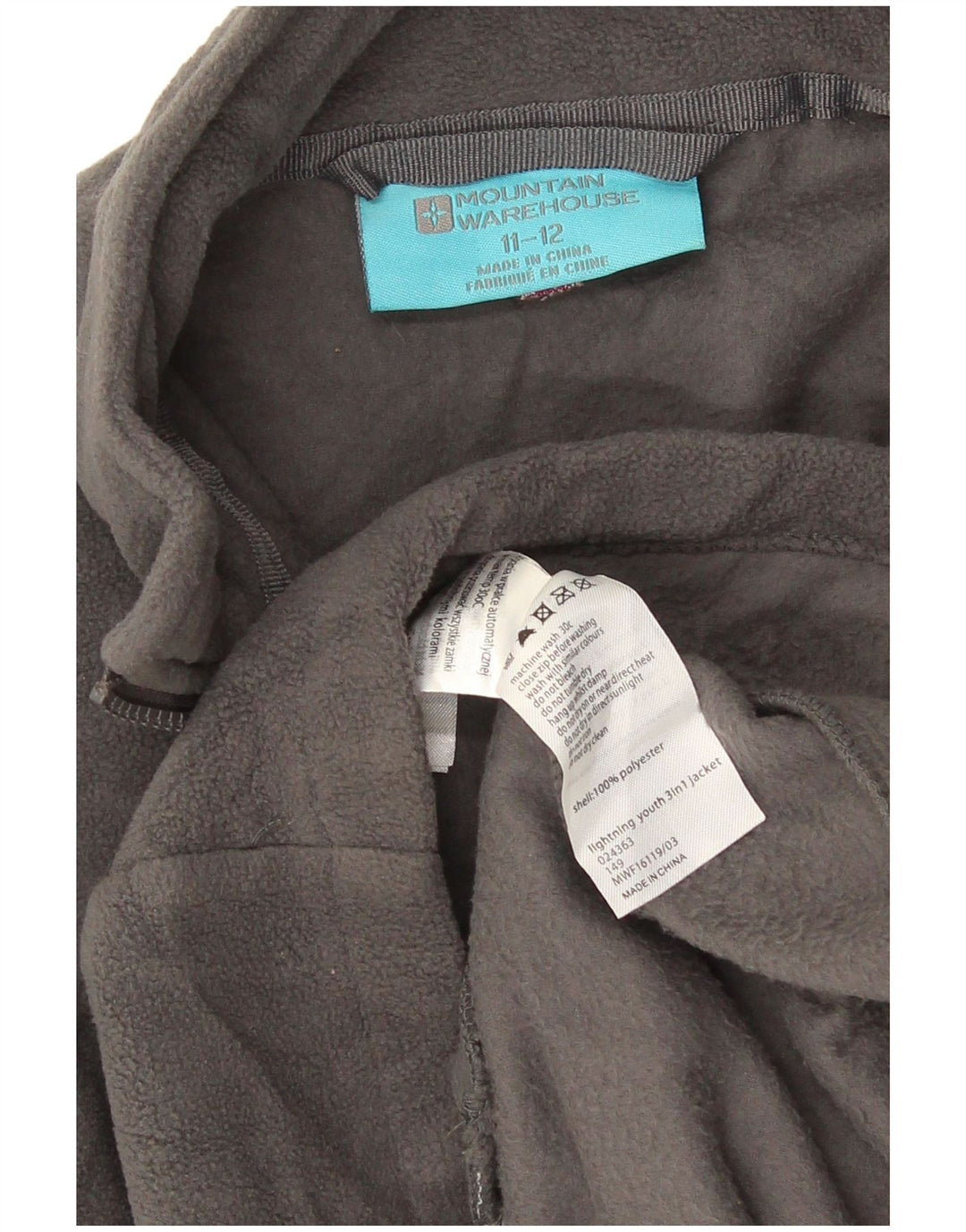 Giacca in pile foderata per ragazze Mountain Warehouse 11-12 anni in poliestere grigio