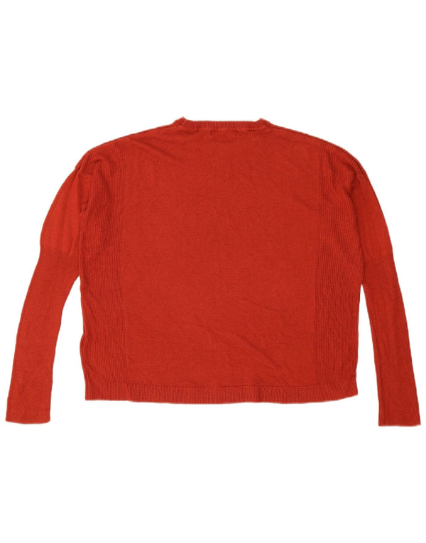 Maglione maglione girocollo corto da donna Marks & Spencer UK 12 rosso medio
