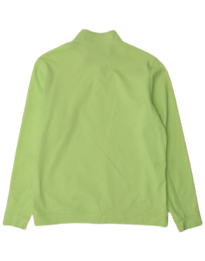 Adidas Uomo Zip Neck Pullover Tuta Top Large Verde Poliestere