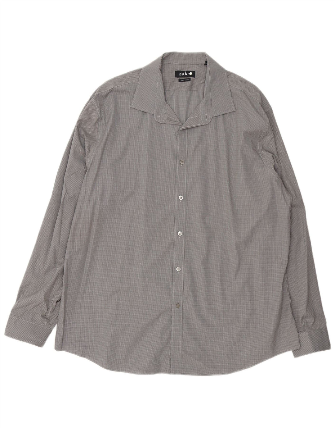 Camicia Dkny da uomo slim fit taglia 18 2XL cotone a quadri grigio